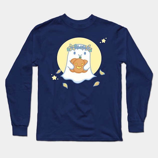 Pumpkin Patch Ghost Long Sleeve T-Shirt by KammyBale